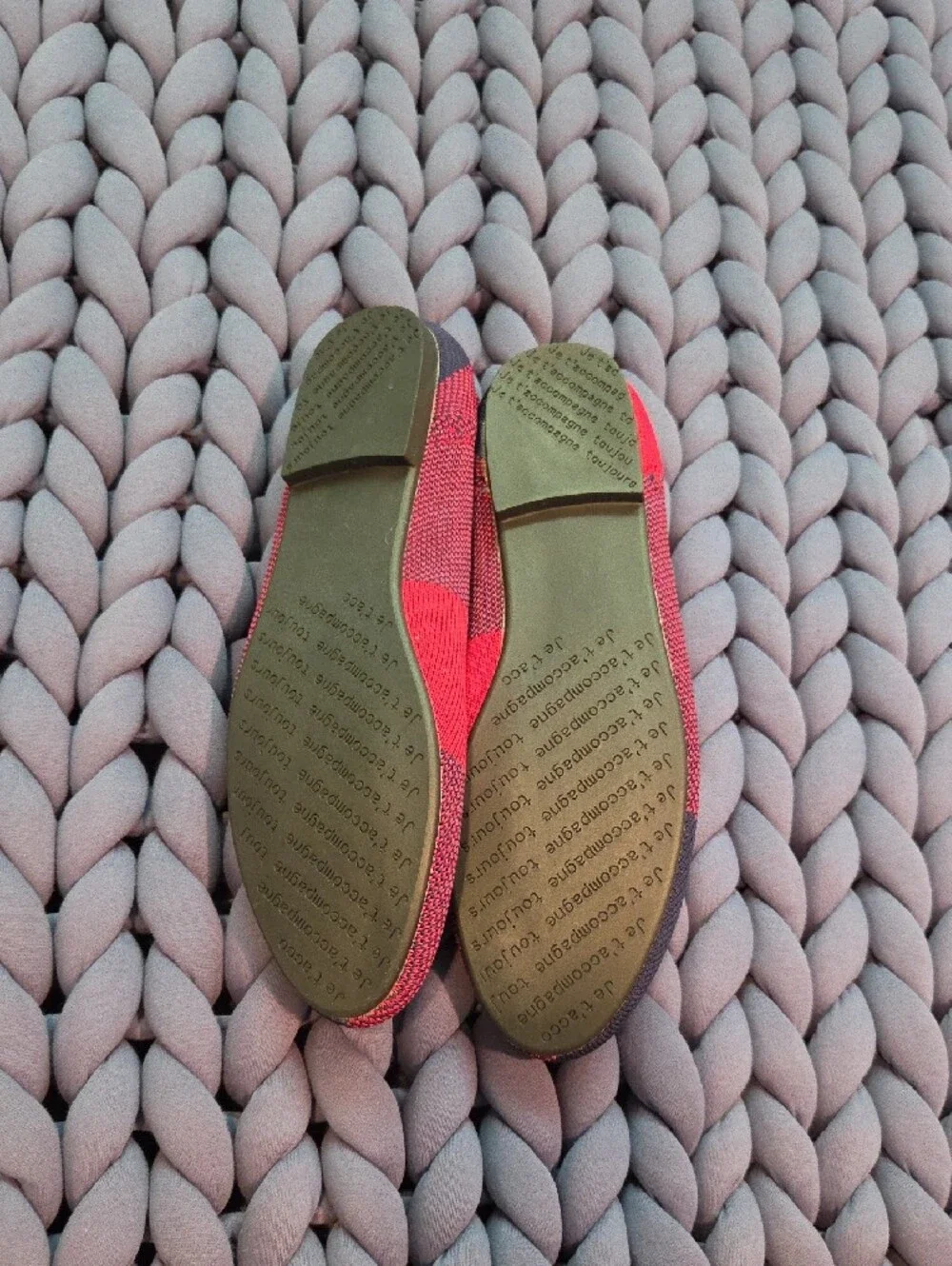 Women's Red and Navy Knit Slip-On Flats